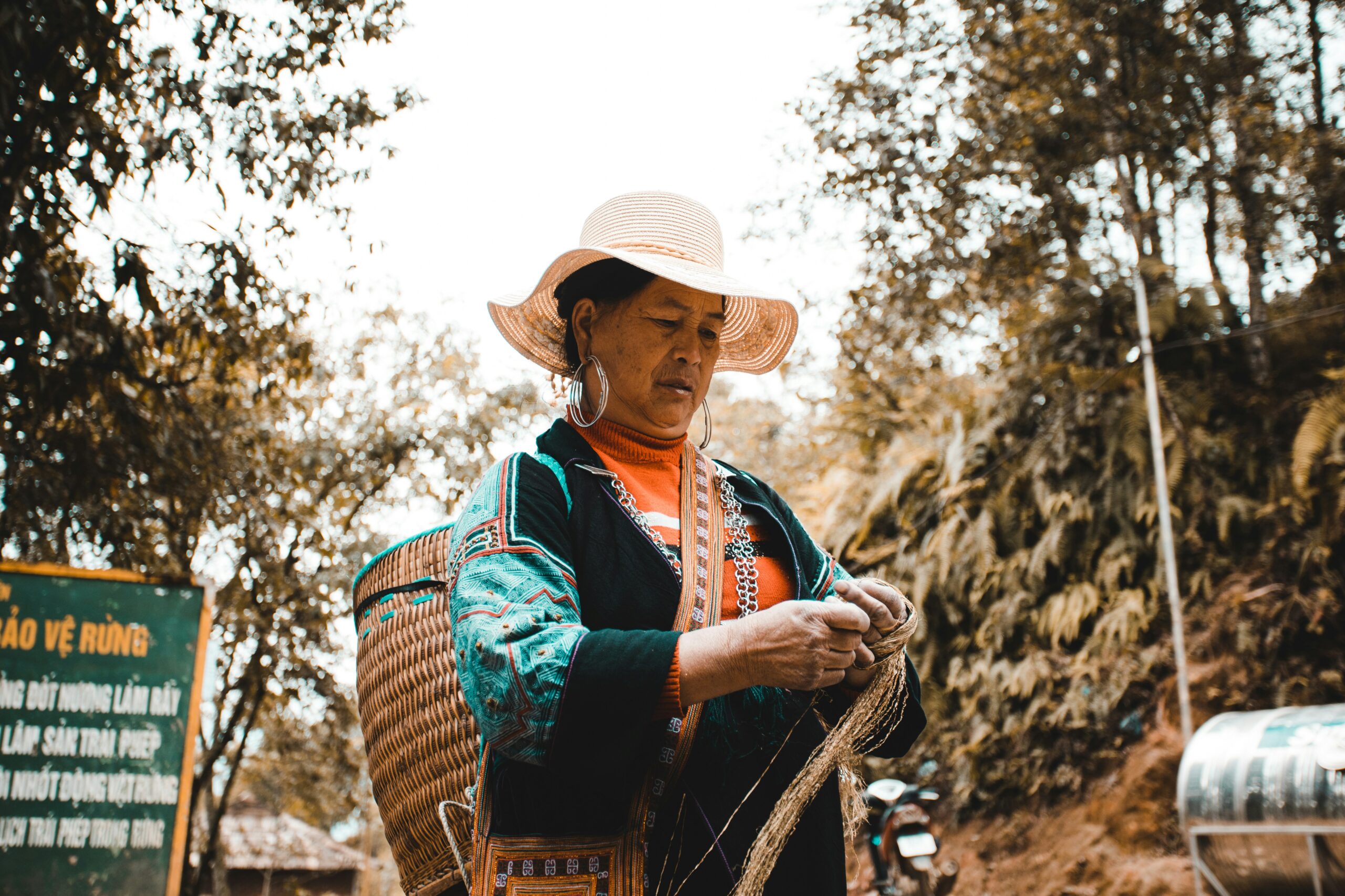 Vietnamese woman carrying a basket on her back