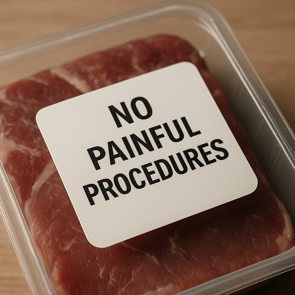 An idea of what a meat product might look like packaged according to Switzerland’s new animal welfare food labelling laws